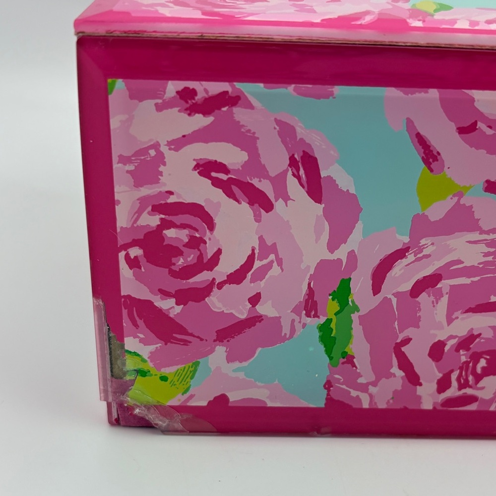 Lilly Pulitzer First Impression Floral Pink Glass Storage Box - Picture 11 of 11